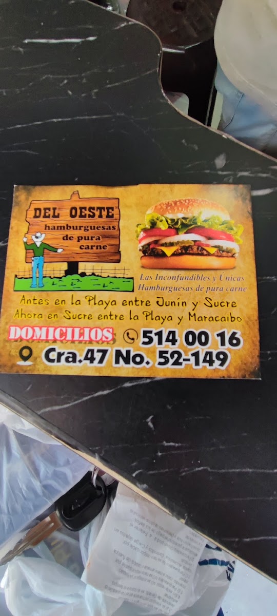 Del Oeste Hamburguesas de Pura Carne | El original